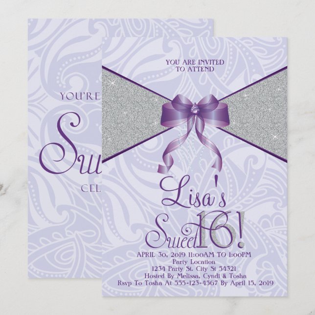 Dulce dieciséis, invitaciones de la chispa del (Anverso / Reverso)