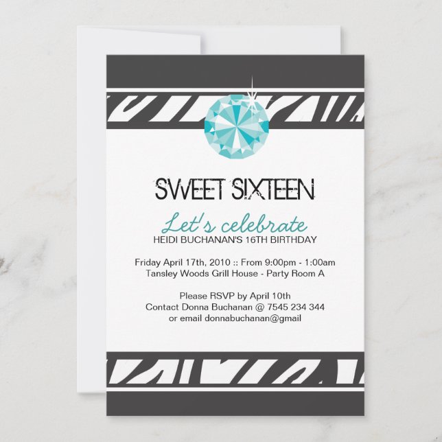 Dulce Dieciséis Invitaciones De Las Partes (Anverso)