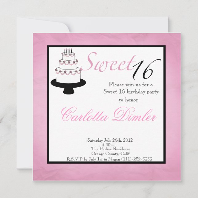 Dulce Dieciséis invitaciones para fiestas de cumpl (Anverso)