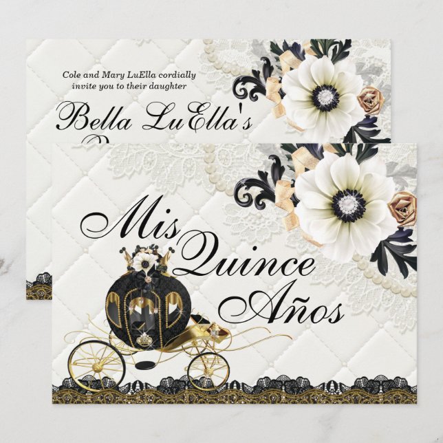 Dulce Dieciséis invitaciones Quinceanera de cumple (Anverso / Reverso)