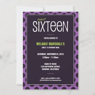 Dulce Dieciséis Lime y Púrpura| Invitaciones de fi