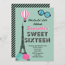 Dulce Dieciséis Paris Feliz Cumpleaños Tarjeta de