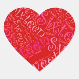 Dulce Dieciséis Pegatinas de corazón de Giftwrappi