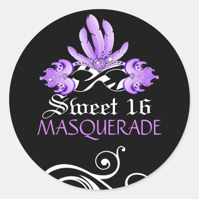 Dulce Dieciséis Pegatinas de Masquerade (Anverso)