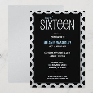 Dulce Dieciséis Plata y Negro| Invitaciones de fie