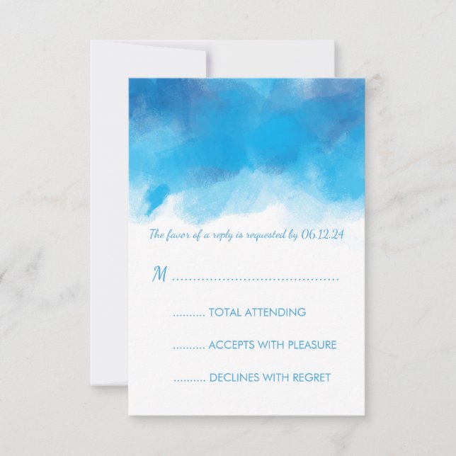 Dulce Dieciséis RSVP color de agua azul de verano (Anverso)