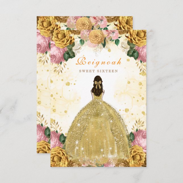 Dulce Dieciséis tarjetas de invitación de cumpleañ (Anverso / Reverso)