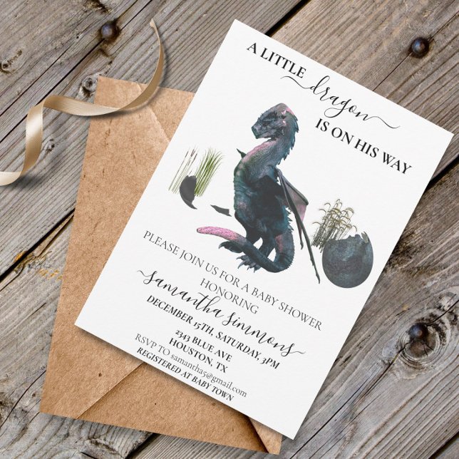 Dulce Dragón Bebé Recién Nacido Invitación Fiesta  (Subido por el creador)