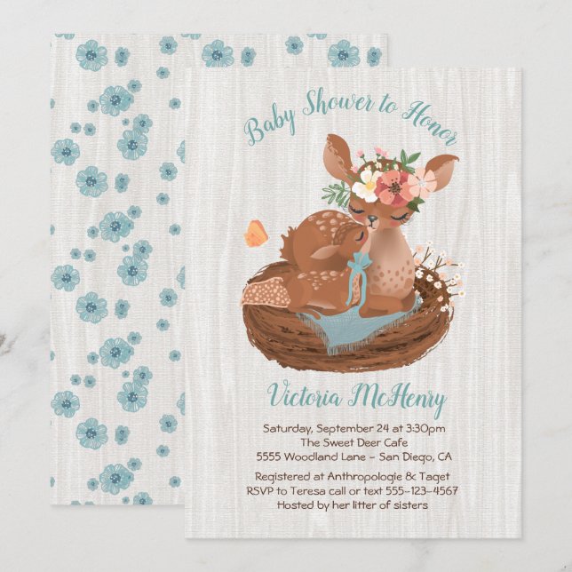 Dulce dulce y mami venado ducha Invitaciones (Anverso / Reverso)