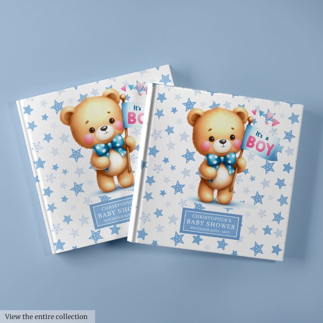 Dulce es un libro de invitado de osito de peluche  (Gentle It’s a boy teddy bear baby shower memory book)