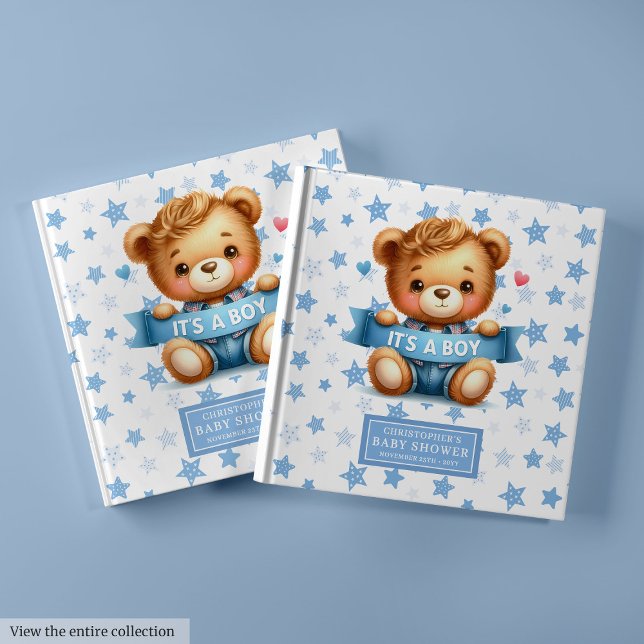 Dulce es un niño de peluche libro de invitados niñ (Sweet It’s a boy teddy bear guest book little boy)