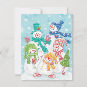 Dulce familia de muñeco de nieve de Navidad en la