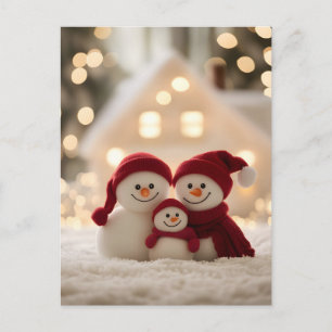 Dulce familia de muñeco de nieve invierno Navidad