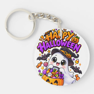 Dulce fantasma de Halloween adorable llavero de ca
