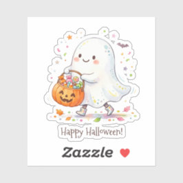 Dulce Fantasma Truco o Regalo Pegatina de Hallowee