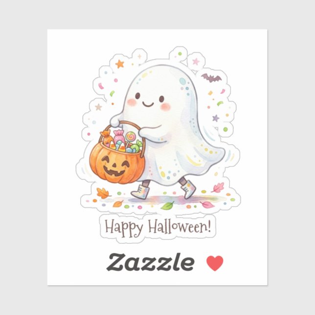 Dulce Fantasma Truco o Regalo Pegatina de Hallowee (Hoja)
