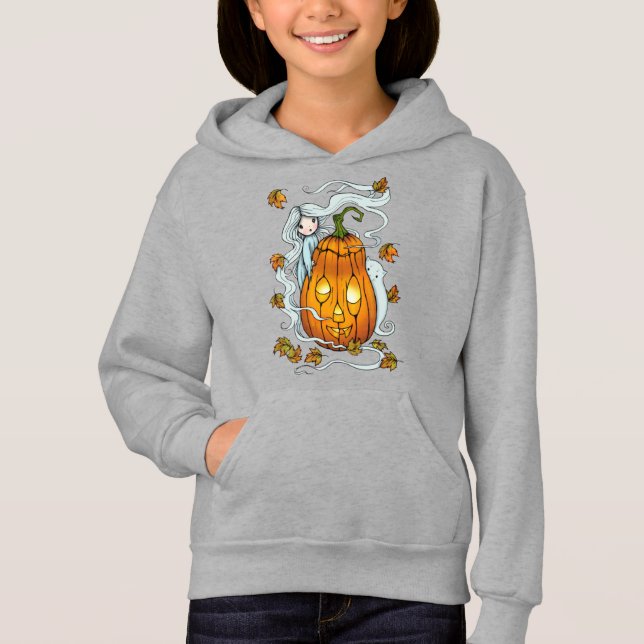 Dulce fantasma y calabaza de Halloween con gato (Anverso)