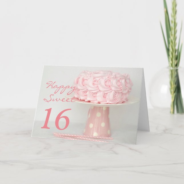 Dulce feliz de la torta rosada tarjeta de (Anverso)