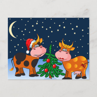 Dulce Feliz Feliz Navidad Pareja De Vaca Por Árbol