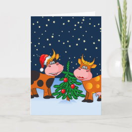 Dulce Feliz Feliz Navidad Pareja De Vaca Por Árbol