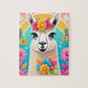 Dulce Feliz Floral Llama Jigsaw Puzzle