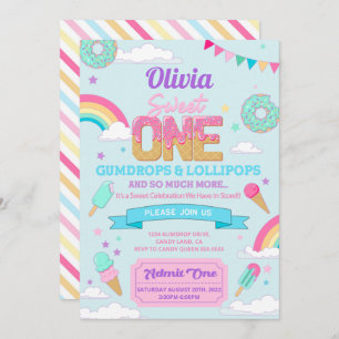 Dulce Fiesta de cumpleaños Candy Land Invitación