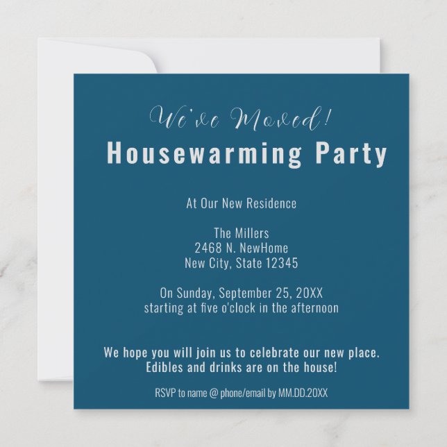 Dulce Fiesta de hogar cálido, Ocean Blue Invite (Reverso)