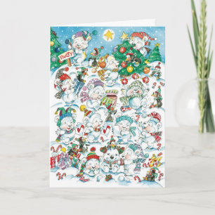 Dulce fiesta de Navidad de osos polares y pingüino