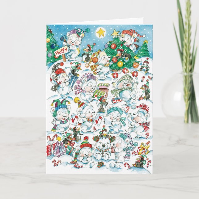 Dulce fiesta de Navidad de osos polares y pingüino (Anverso)