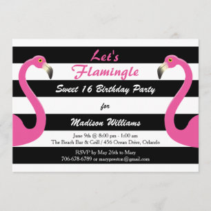 Dulce Flamingo Rosa 16 Invitación