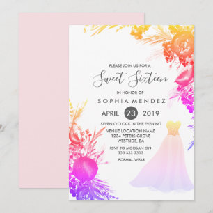 Dulce floral de bata color rosa 16 invitación