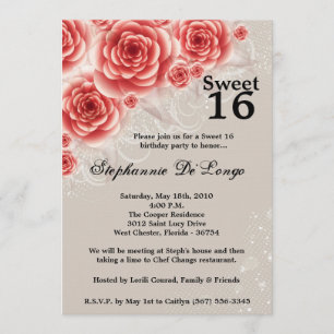 dulce floral de los rosas rojos 5x7 invitación de
