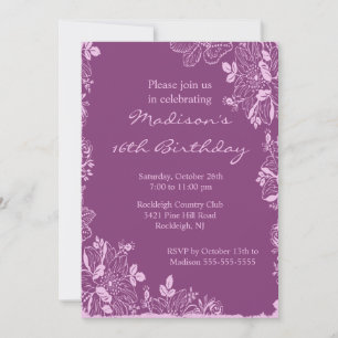 Dulce floral de moda Invitación a los 16 cumpleaño