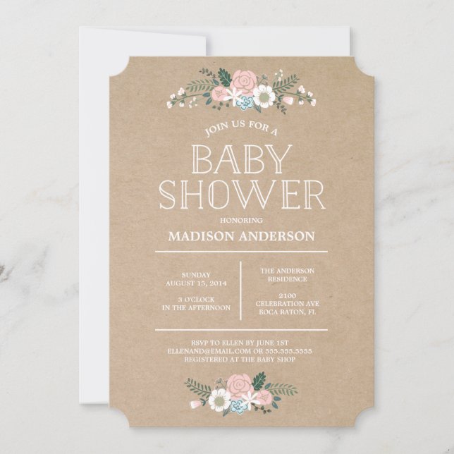 Dulce Floral | Invitación de Baby Shower (Anverso)