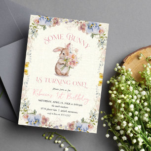 Dulce floral Pequeña Conejita Invitación al primer