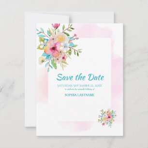 Dulce Floral Rosa 16 Plana Guardar La Tarjeta De F