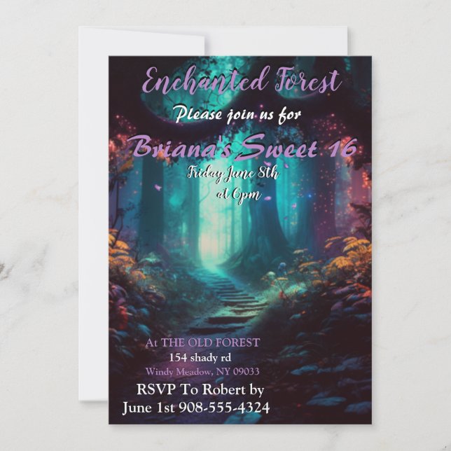 Dulce forestal encantado 16 invitaciones (Anverso)