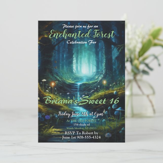 Dulce forestal encantado 16 invitaciones (Anverso de pie)