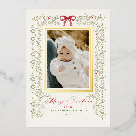 Dulce Garland Gold Pintado tarjeta de foto navideñ