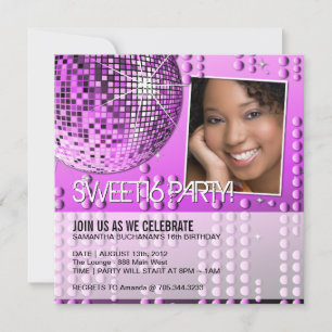 Dulce Glamuroso Dieciséis Invitación Disco Ball