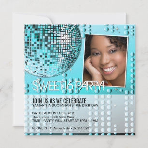 Dulce Glamuroso Dieciséis Invitación Disco Ball