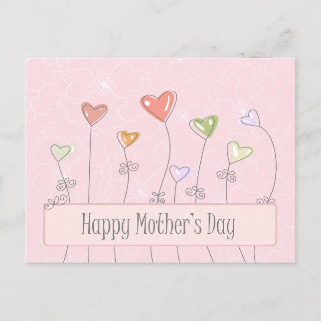 Dulce globos de corazón feliz tarjeta postal del d (Anverso)