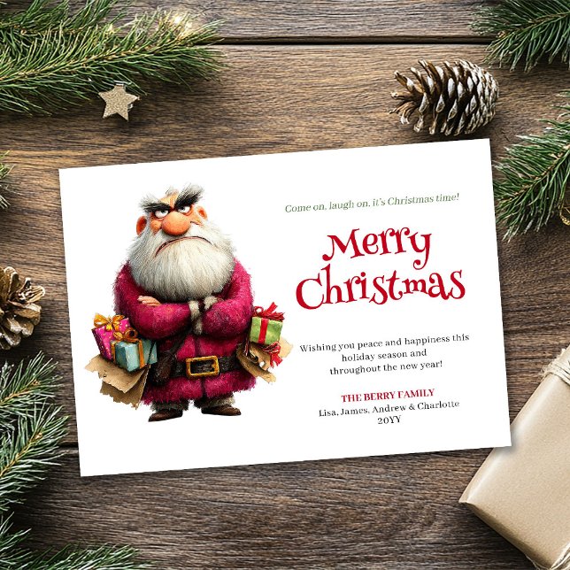Dulce Gruñón Santa Divertido Cómic de Navidad Salu (Sweet Grumpy Santa Funny Christmas Comic Greeting Card

)
