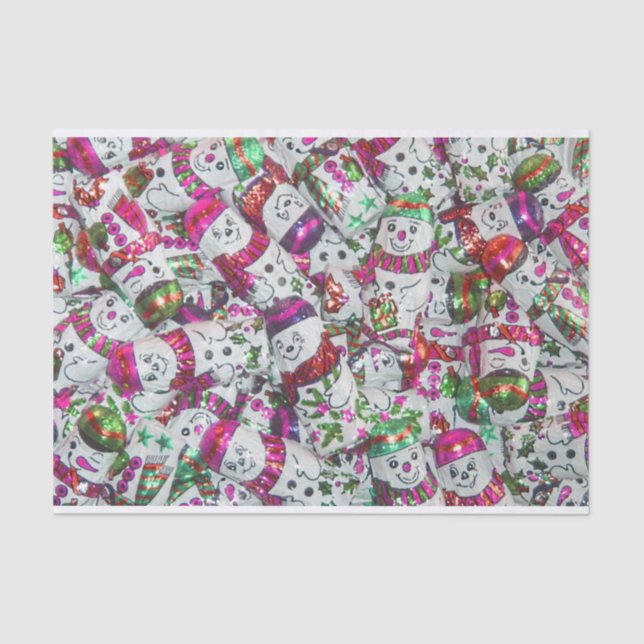 Dulce Hombres de nieve Papel de tejido rosa (Anverso)