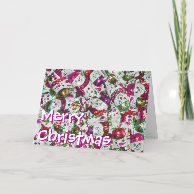 Dulce hombres de nieve Rosa tarjeta 'Feliz Navidad (Anverso)