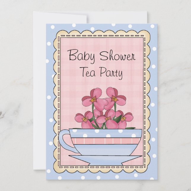 Dulce invitación a la fiesta del té en Baby Shower (Anverso)