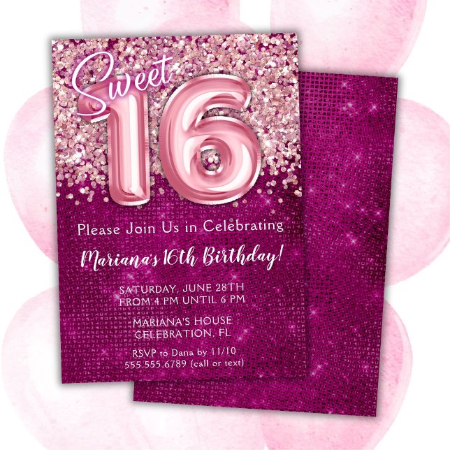 Dulce Invitación a los 16 Años Magenta Rosa (Subido por el creador)