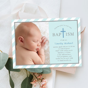 Dulce invitación al bautismo fotográfico - Azul