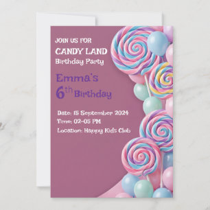 Dulce Invitación Cumpleaños Candy Land Fiesta