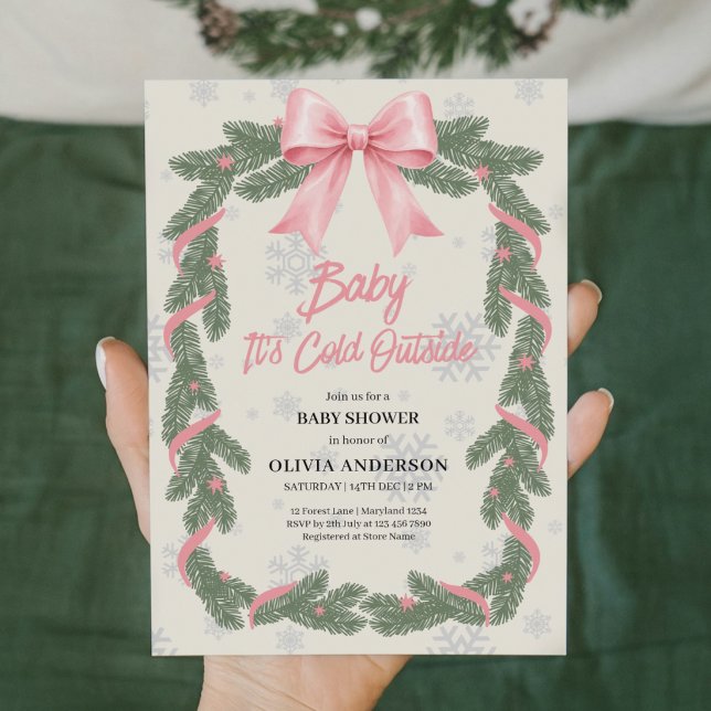 Dulce Invitación de Baby Shower con Arco Rosa Mode (Subido por el creador)